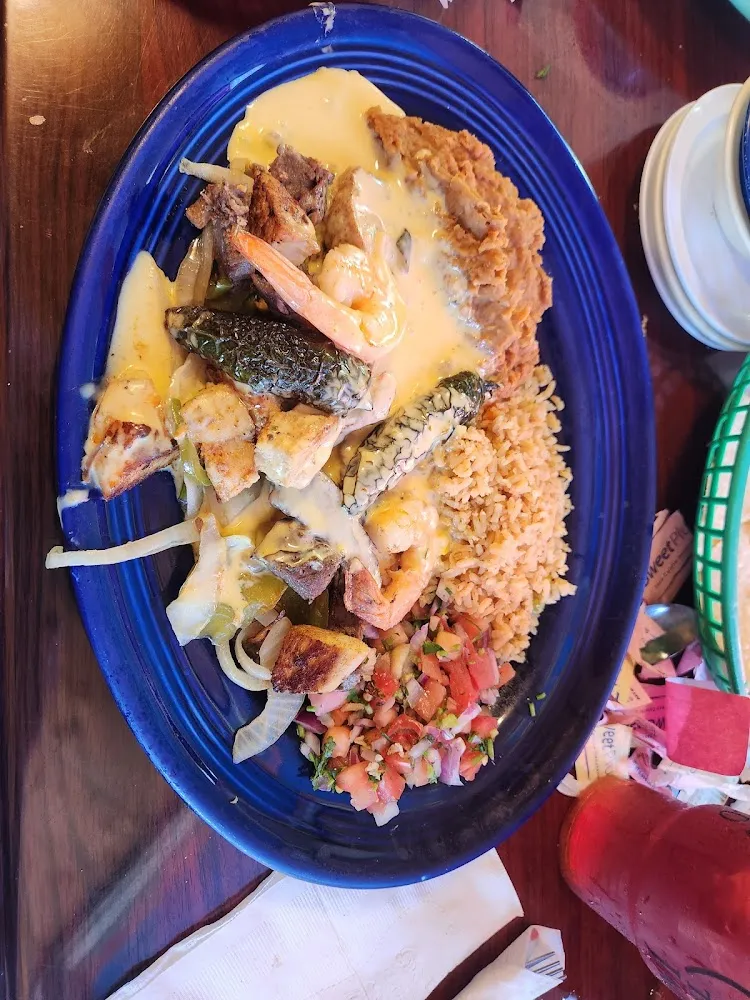 Chicken Beef and Shrimp Fajita Plate